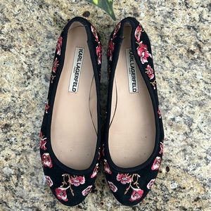 Karl Lagerfeld velvet floral ballet flats